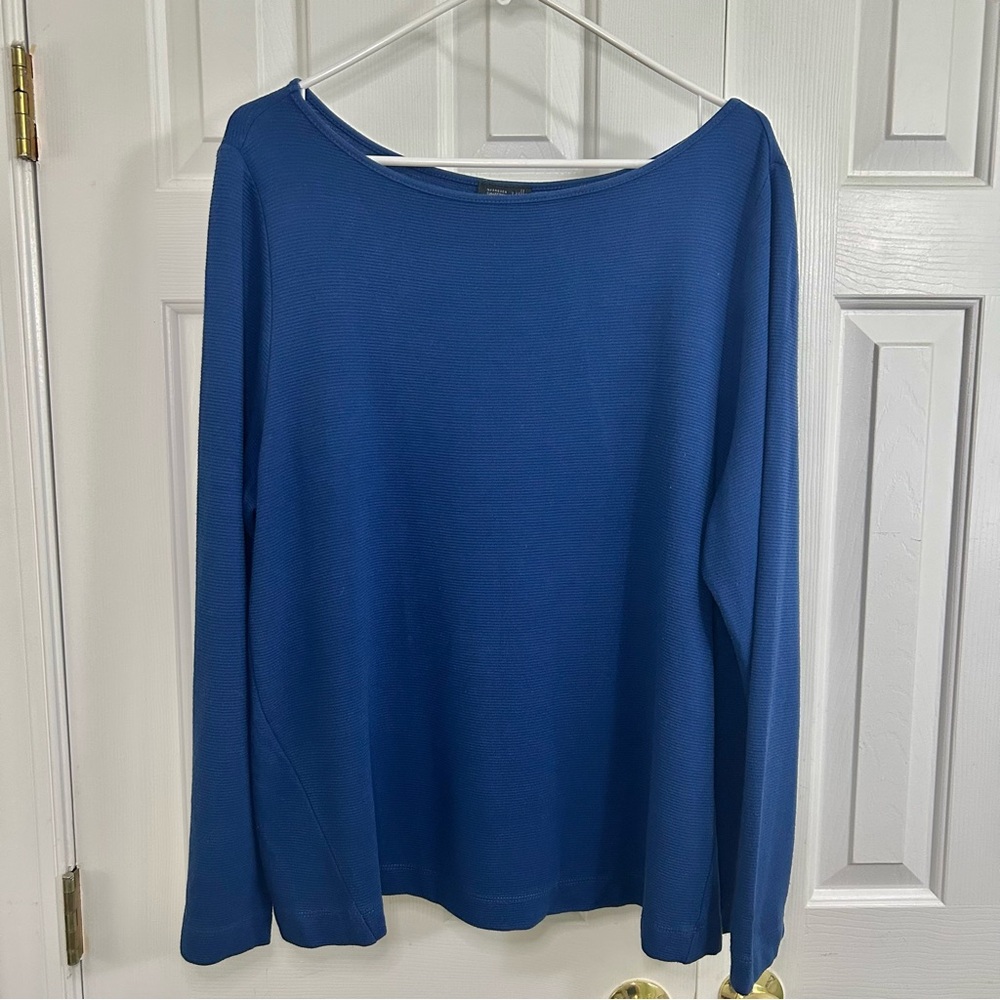 J. Jill Wearever Collection Blue Boat Neck Long Sleeve Tunic Top XL